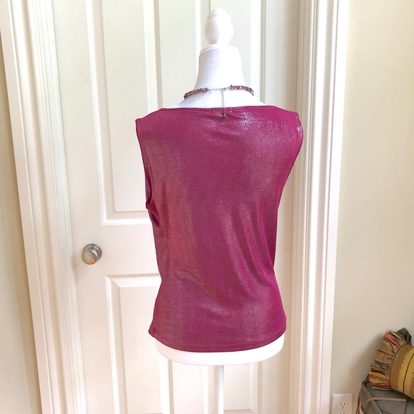Sold Arden B Bright Pink & Sparkly Silver Metallic Sleeveless Top (L) - Picture 4 of 8